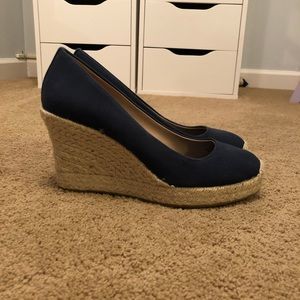 J. Crew Navy Seville Espadrille Wedges size 6